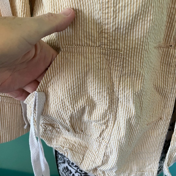 EUC Women’s ANTHRO Tulle Striped Drawstring Neck Short Jacket Size Medium - Picture 5 of 8